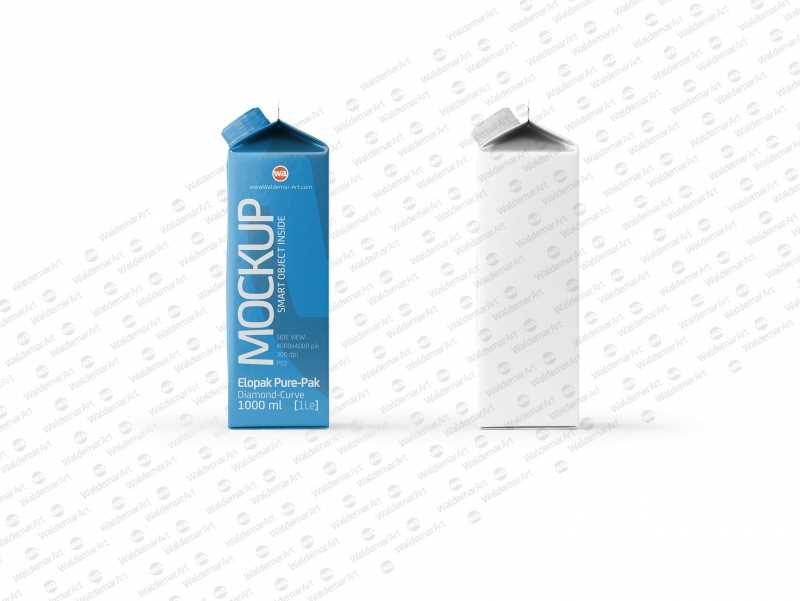Mockup of Elopak Pure-Pak Diamond-Curve 1000ml packaging - Side view