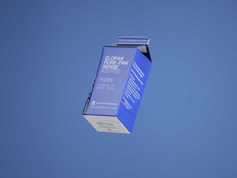 Elopak Pure-Pak Sense 750ml (no opening) Premium carton packaging 3D model pack