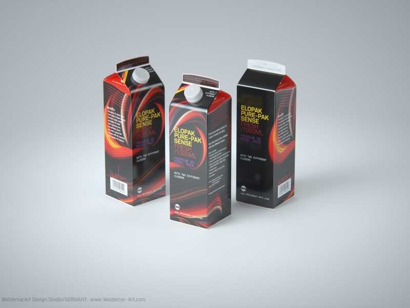 Premium 3D model of Elopak Pure-Pak Sense Fresh 1000ml with two openings