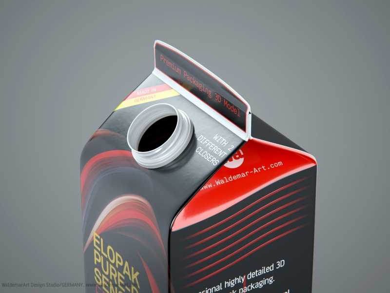 Premium 3D model of Elopak Pure-Pak Sense Fresh 1000ml with two openings