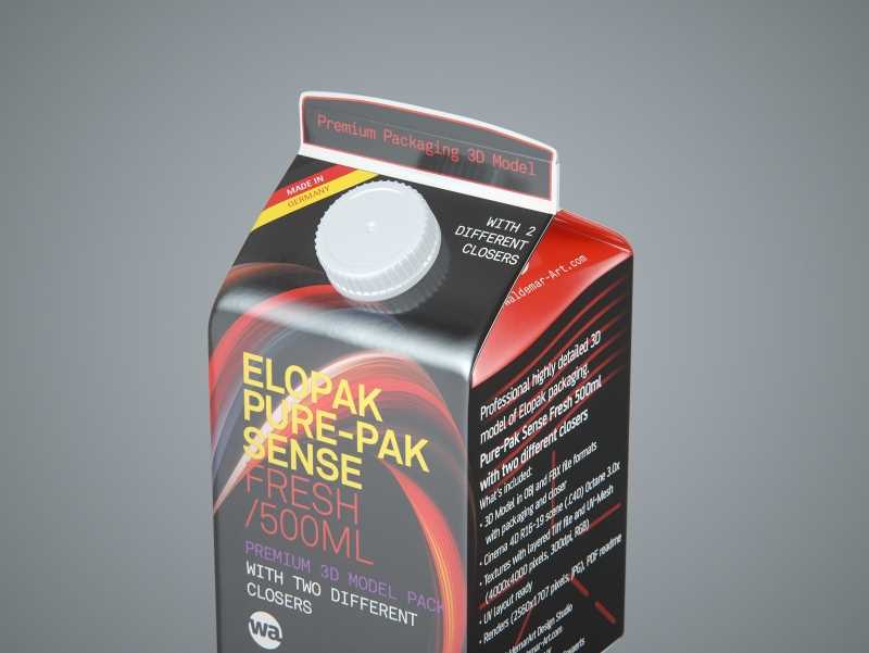 Elopak Pure-Pak Sense Fresh 500ml Carton packaging 3D model