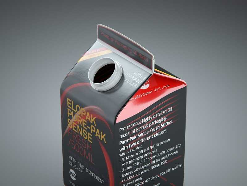 Elopak Pure-Pak Sense Fresh 500ml Carton packaging 3D model