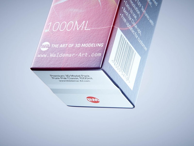 Premium milk packaging 3D model of Elopak Pure-Pak Classic 1000ml with tethered cap TwistFlip 29