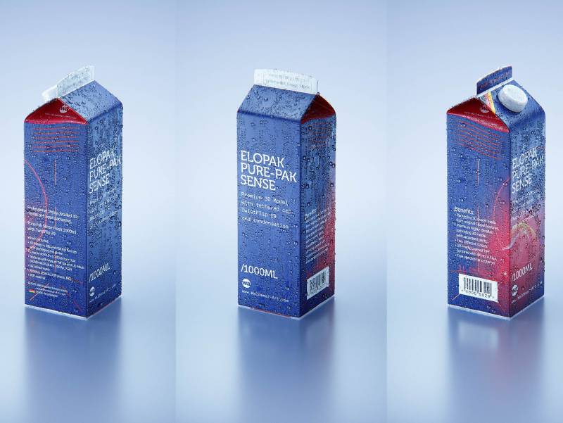 Elopak Pure-pak Sense 1000ml with tethered cap TwistFlip 29 and Condensation Premium 3D model pack