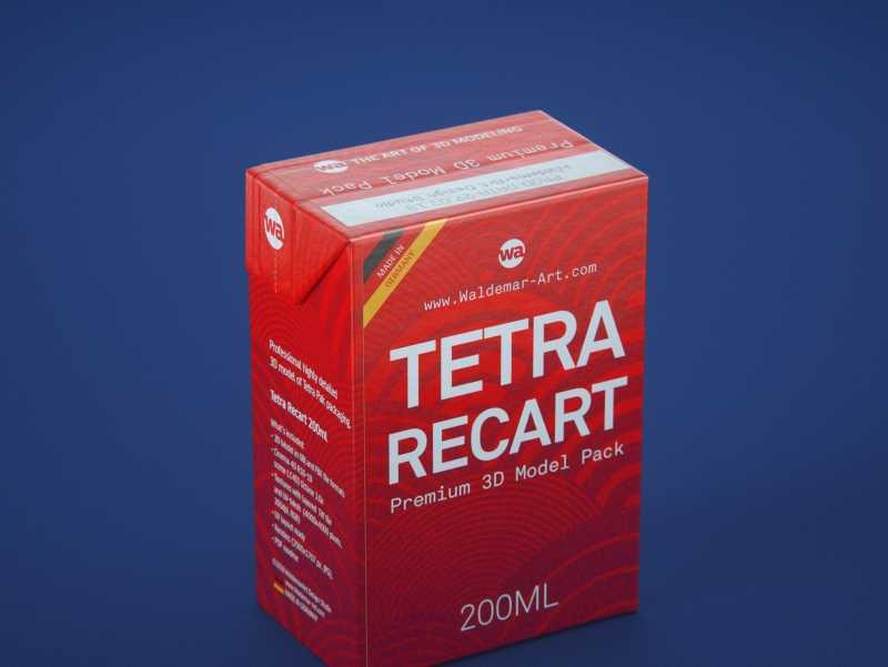 Tetra Pack Recart 200ml Premium carton packaging 3D model pak