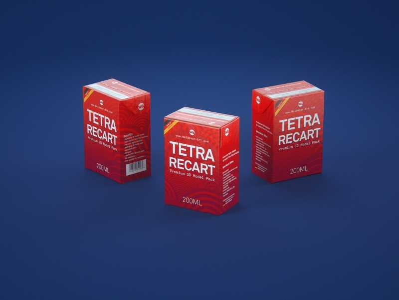 Tetra Pack Recart 200ml Premium carton packaging 3D model pak