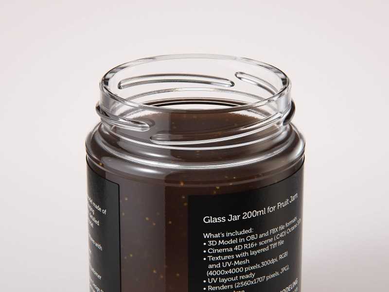 Fig Jam Glass Jar 200ml packaging 3d model