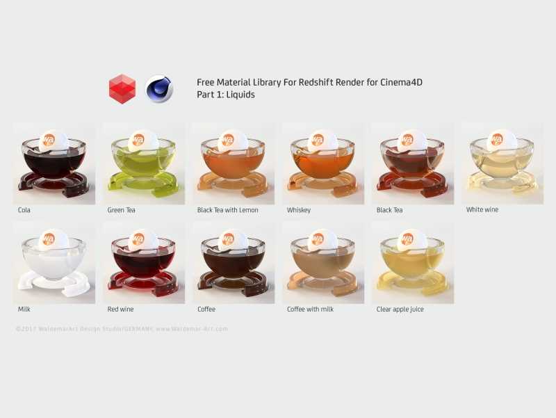 Free Redshift Material Pack/Library for Cinema 4D - Part 1 - Liquids