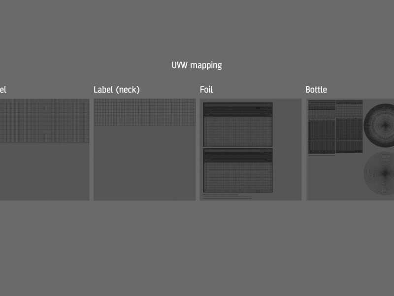 Riesling wine bottle 750ml with a cork and labels Premium 3D model pack