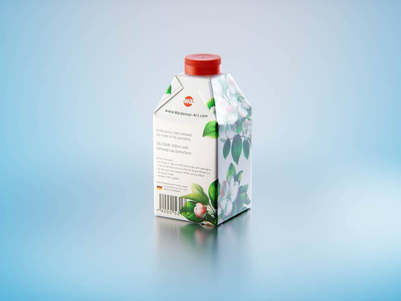SIG DOME (CombiDome) 500ml with tethered cap DomeTwist premium carton packaging 3d model