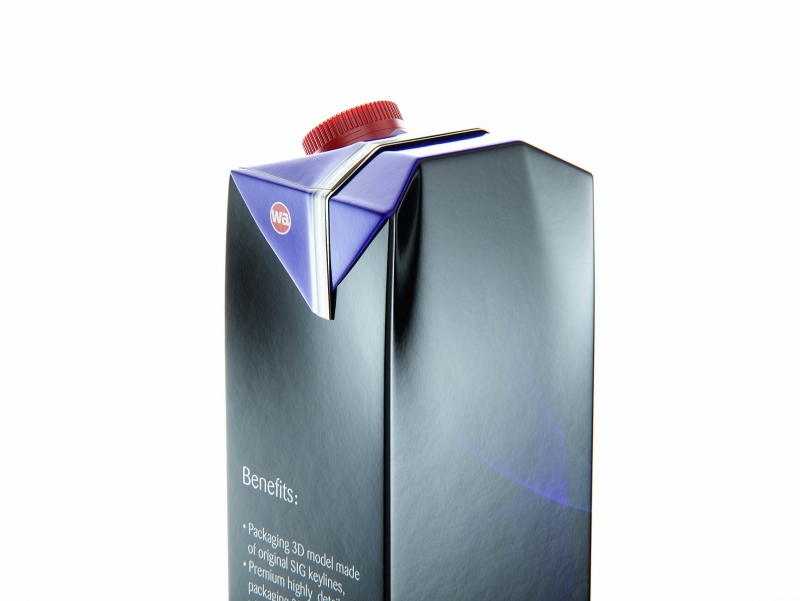 SIG MidiFit 1000ml with tethered cap SwiftCap premium carton packaging 3D model