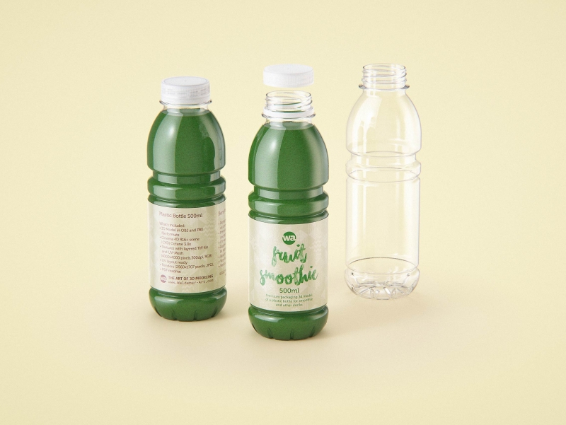 Smoothie/Juice plastic bottle 500ml 3d model pack
