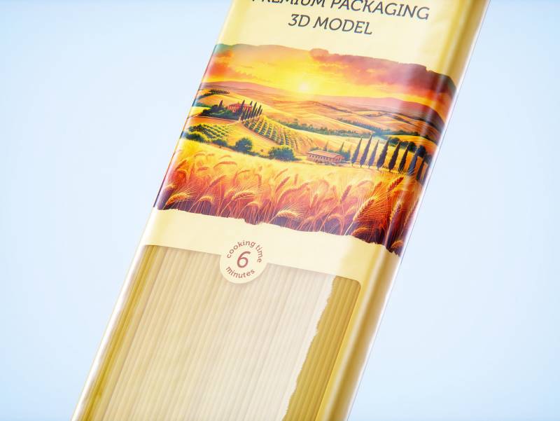 Spaghetti plastic pack 500g premium packaging 3d model