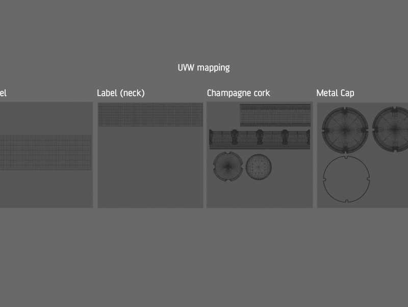 Spumante/Lambrusco/Secco bottle 750ml 3D model with Champagne cork and glass of sparkling wine