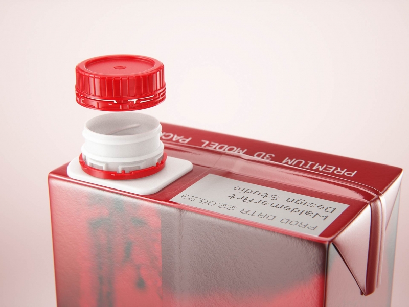 Tetra Brick Slim 1000ml with HeliCap23 Pro premium carton milk packaging 3D model