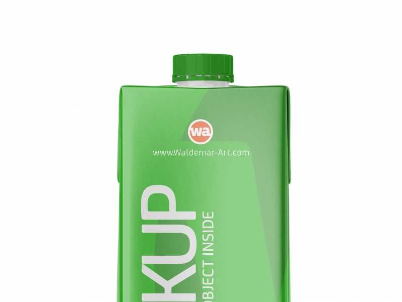 Mockup of Tetra Pack Brick 1000ml Square with HeliCap 27 - Front view