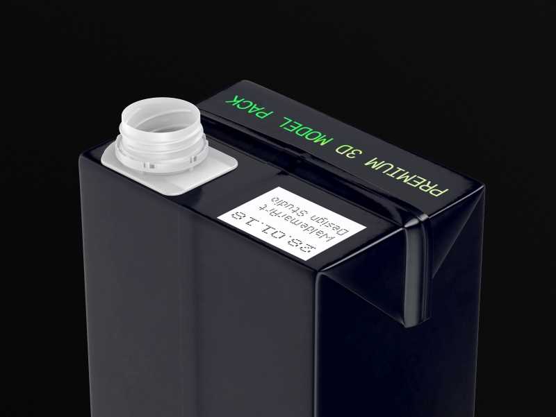 Tetra Pack Brick Slim 1500ml with HeliCap 23 Premium package 3D model pak