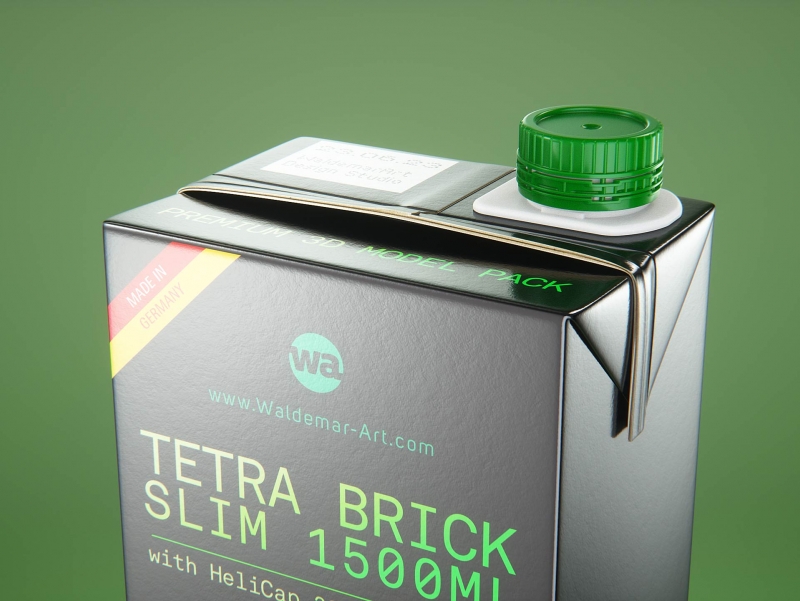 Tetra Brik Slim 1500ml with tethered cap HeliCap23 Pro carton packaging 3d model