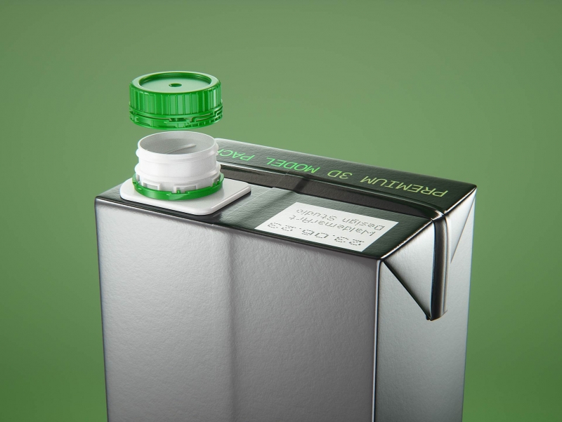 Tetra Brik Slim 1500ml with tethered cap HeliCap23 Pro carton packaging 3d model