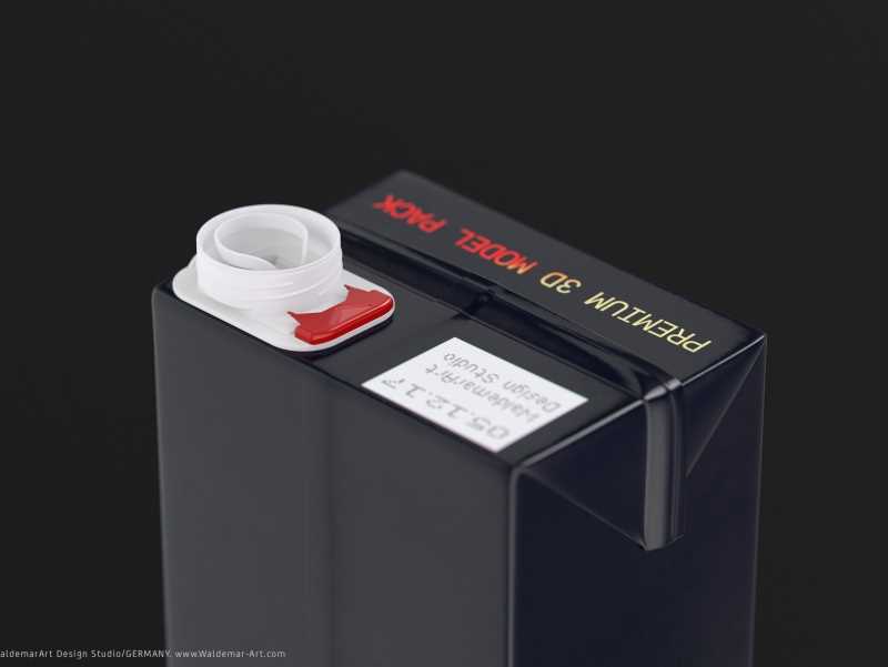 Tetra Pack Brick Slim 1500ml with SlimCap Premium package 3D model pak