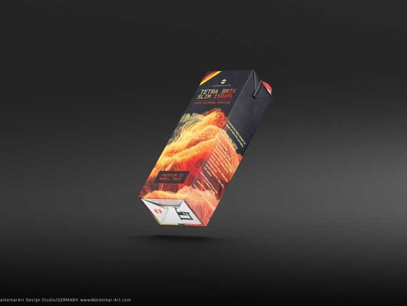 Tetra Pack Brick Slim 1500ml with SlimCap Premium package 3D model pak