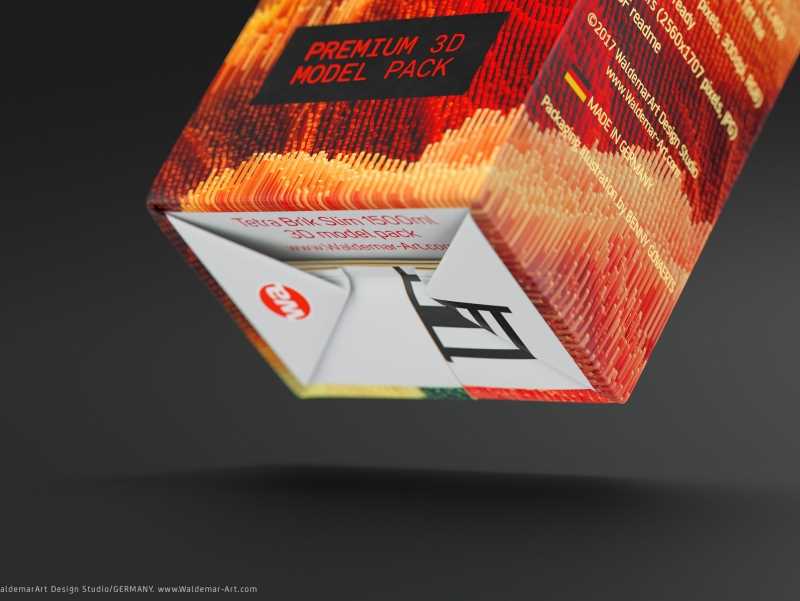 Tetra Pack Brick Slim 1500ml with SlimCap Premium package 3D model pak