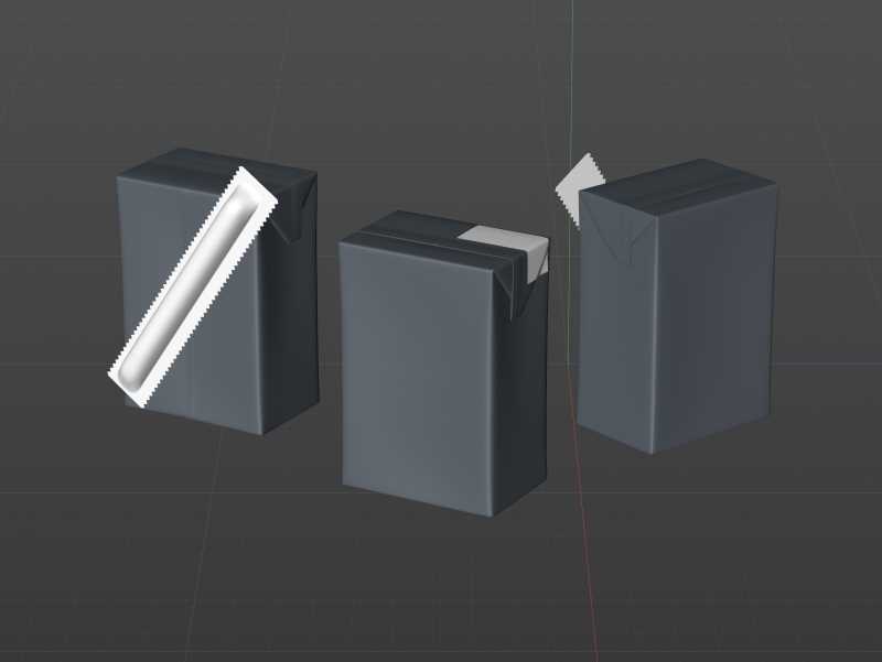 Tetra Pak Brick Base 100ml with Pull Tab and a packaged straw packaging 3d model pak