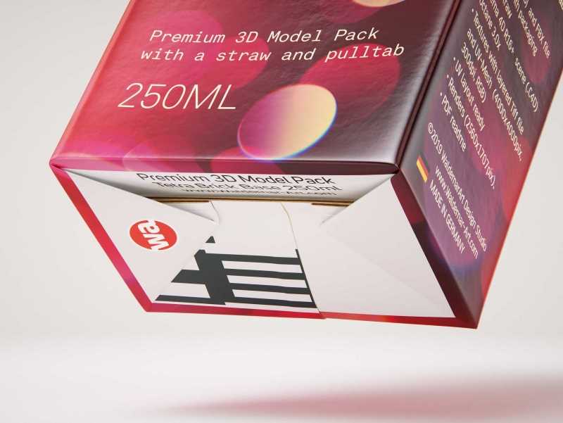 Tetra Brick Base 250ml with a Straw and Pull Tab packaging 3d model pak