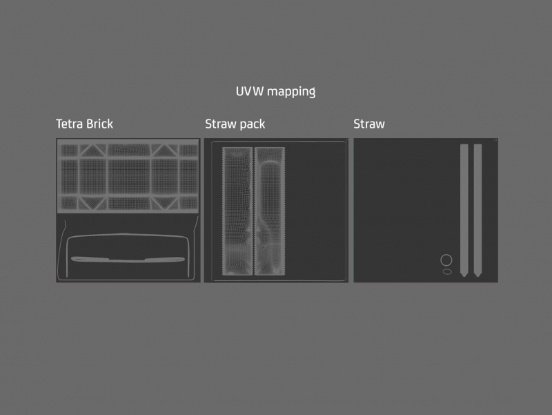 Tetra Pack Brick Base 500ml with and without a packed straw premium carton packaging 3d model