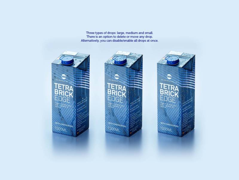 Tetra Brik Edge 1000ml with tethered cap LightWing30 and water condensation premium 3d model