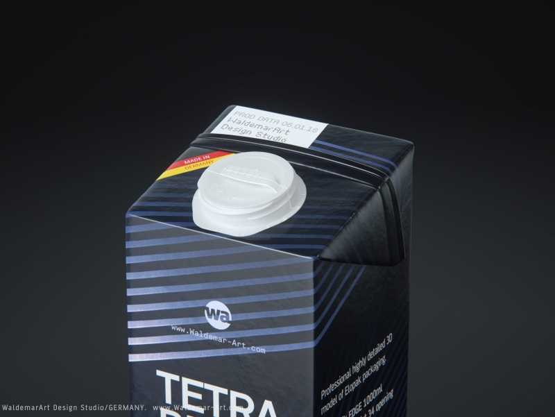 Tetra Pack Brick EDGE 1000ml Premium packaging 3D model pak with SimplyTwist34 closer
