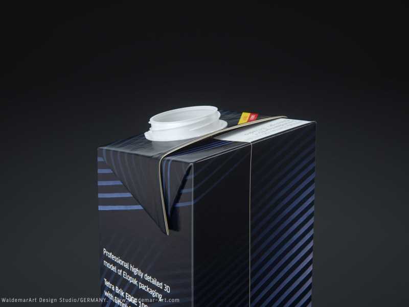 Tetra Pack Brick EDGE 1000ml Premium packaging 3D model pak with SimplyTwist34 closer
