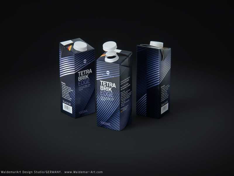 Tetra Pack Brick EDGE 1000ml Premium packaging 3D model pak with SimplyTwist34 closer