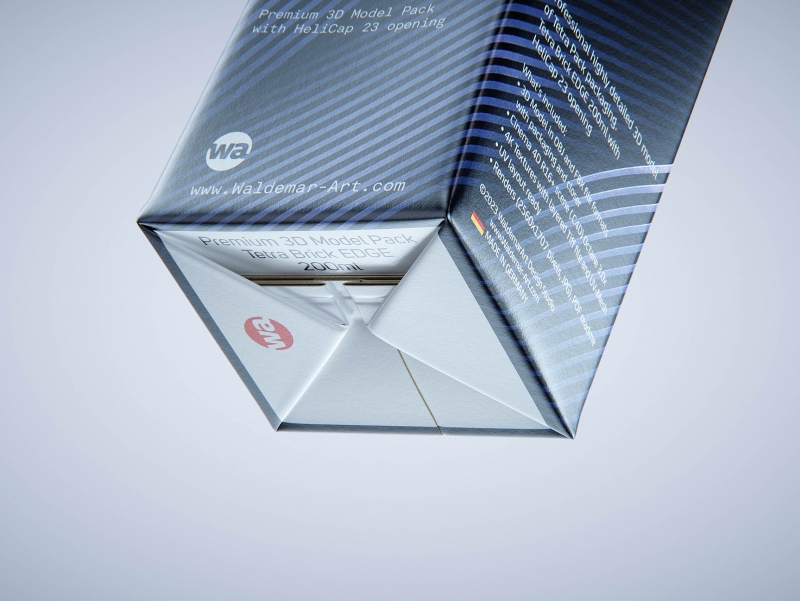 Tetra Pack Brick Edge 200ml 3D packaging model pak with HeliCap23 opening