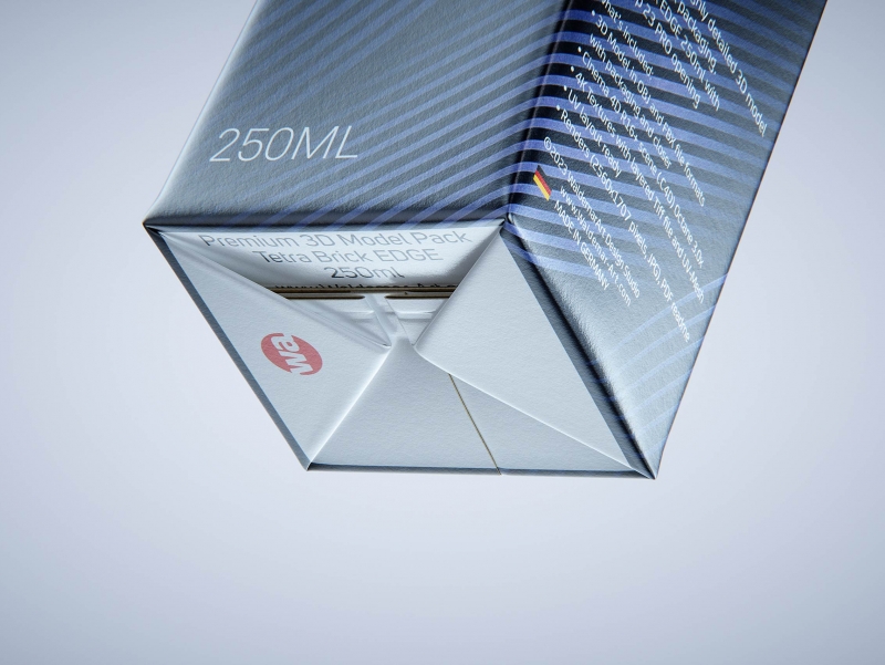 Tetra Pack Brik EDGE 250ml with tethered cap HeliCap 23 Pro packaging 3d model