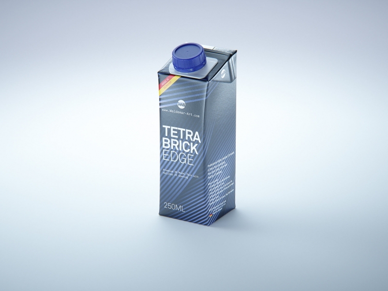 Tetra Pack Brick Edge 250ml 3D packaging model pak with HeliCap23 opening
