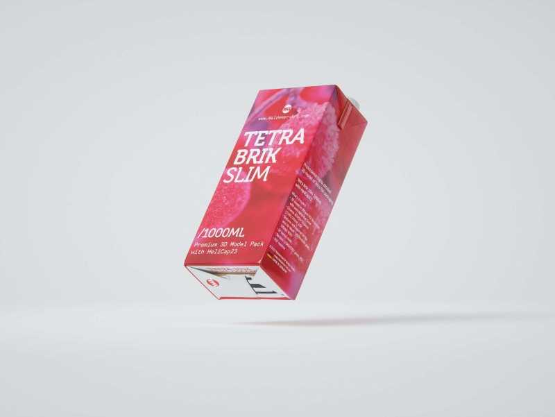 Tetra Pack Brik Slim 1000ml with Helicap23 Premium packaging 3D model pak