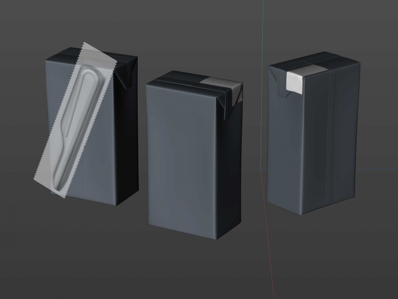 Tetra Pack Brick Slim 125ml with Pull Tab and a packaged straw packaging 3d model pak