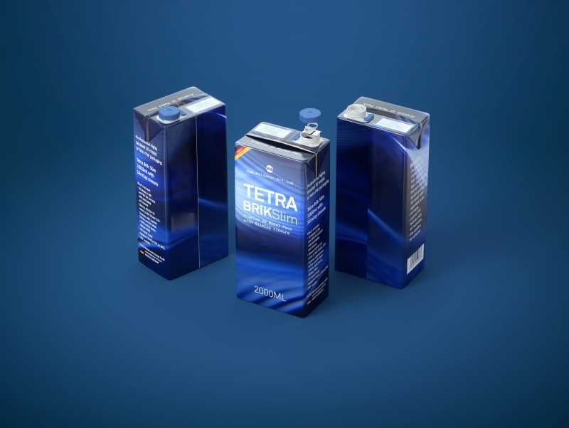Tetra Pack Brick Slim 2000ml Premium packaging 3D model pak with SlimCap closure