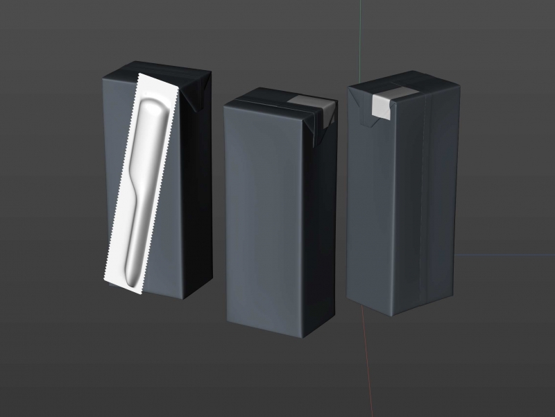 Tetra Pack Brick Slim 200ml with Pull Tab and a packaged straw package 3d model pak