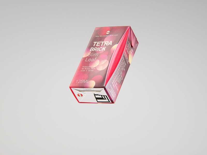 Tetra Pack Brick Slim Leaf 125ml with a Straw packaging 3D model pak