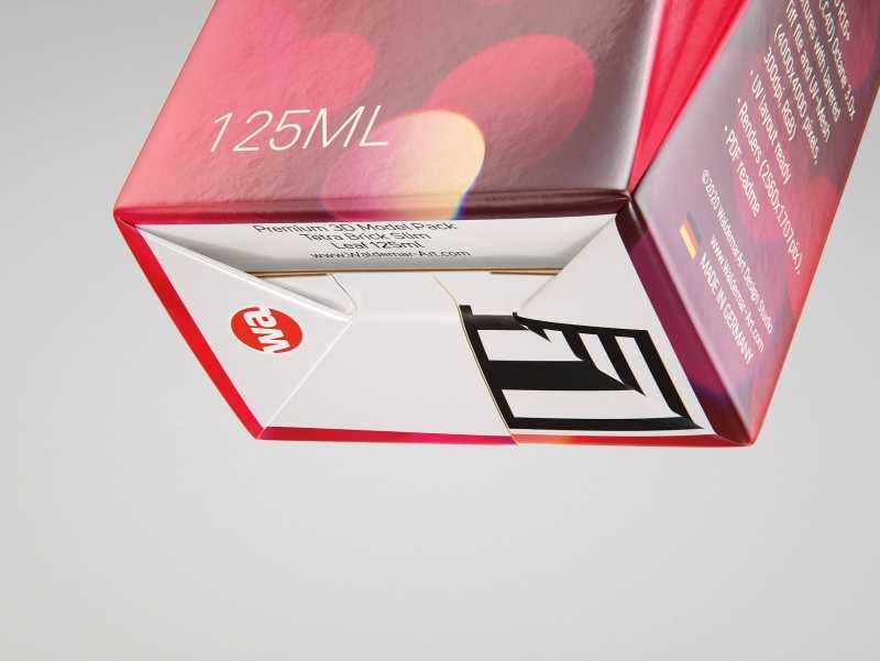 Tetra Pack Brick Slim Leaf 125ml with a Straw packaging 3D model pak