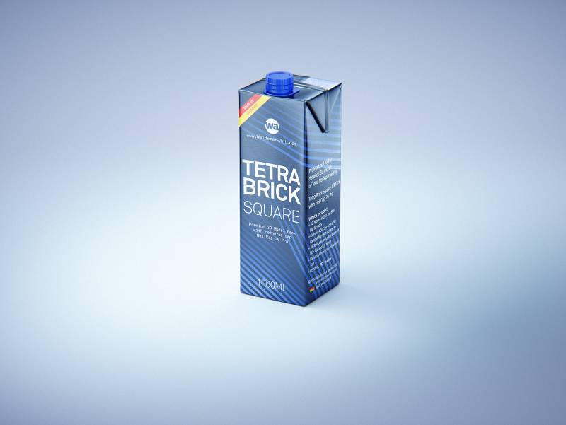 Tetra Pack Brik Square 1000ml packaging with tethered cap HeliCap26 Pro premium 3d model