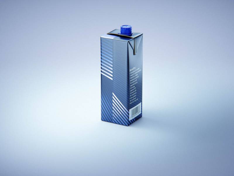 Tetra Pack Brik Square 1000ml packaging with tethered cap HeliCap26 Pro premium 3d model