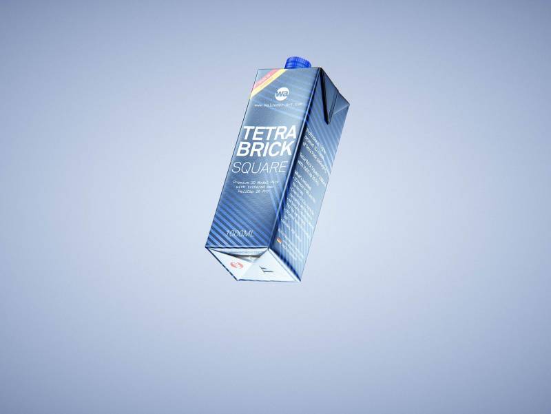 Tetra Pack Brik Square 1000ml packaging with tethered cap HeliCap26 Pro premium 3d model