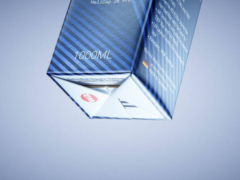 Tetra Pack Brik Square 1000ml packaging with tethered cap HeliCap26 Pro premium 3d model