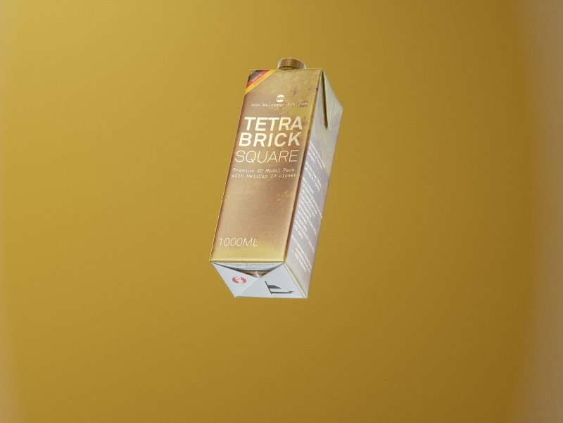 Tetra Pak Brik Square 1000ml with HeliCap 27 opening premium packaging 3d model pak