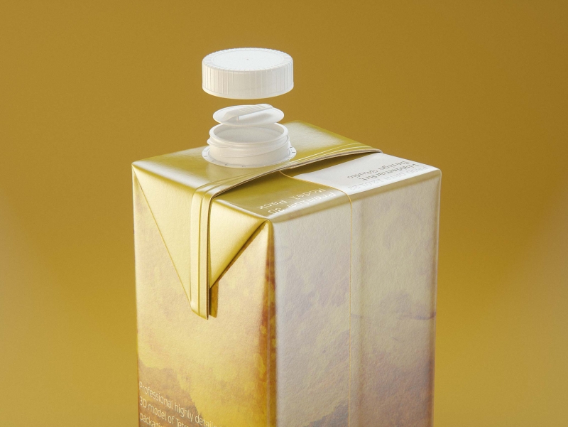 Tetra Pak Brik Square 1000ml with SimplyTwist 28 opening package 3d model pak