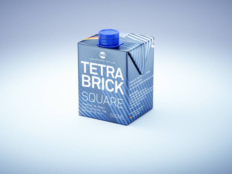 Tetra Pack Brik Square 500ml packaging with tethered cap HeliCap26 Pro premium 3d model