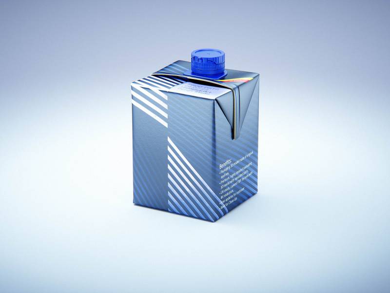Tetra Pack Brik Square 500ml packaging with tethered cap HeliCap26 Pro premium 3d model